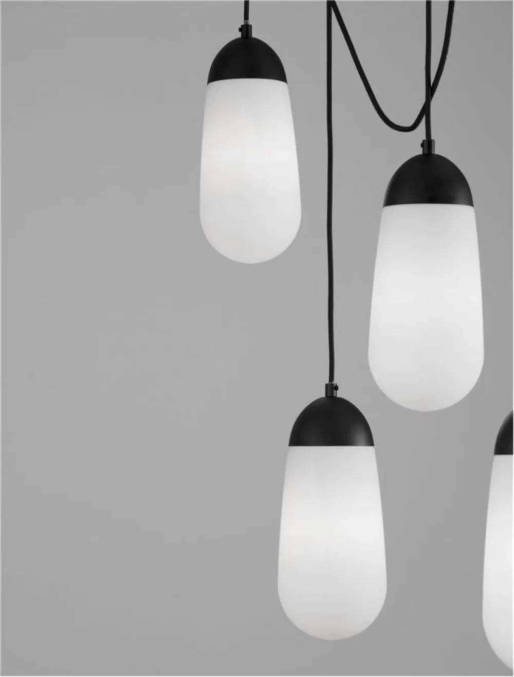 Lustra structura din Metal Negru si abajur din Sticla Alb H150xL103cm IP20 BLAKY