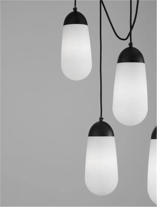 Lustra structura din Metal Negru si abajur din Sticla Alb H150xL103cm IP20 BLAKY