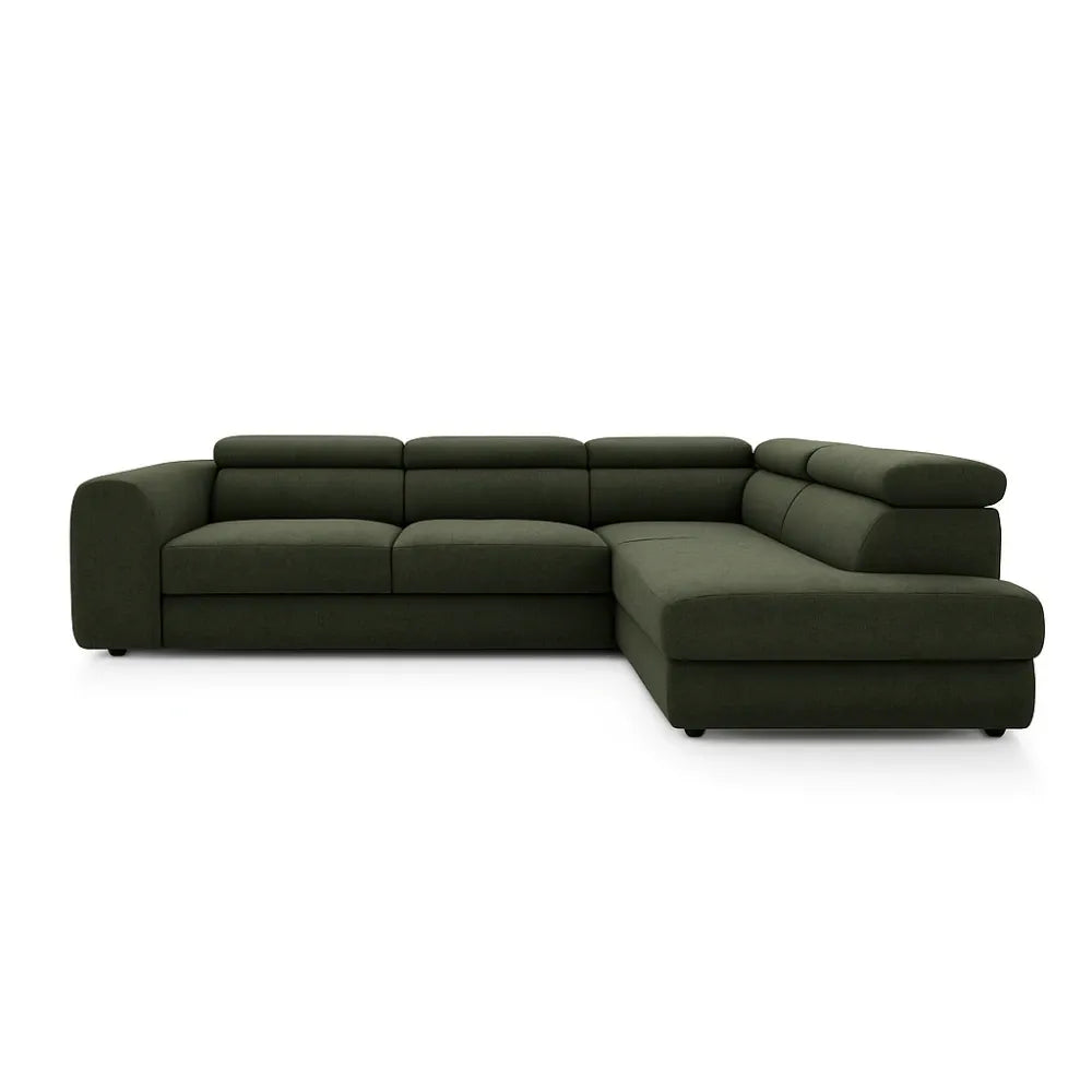 Coltar Extensibil cu spațiu depozitare in formă L Bergamo II catifea Vogue verde