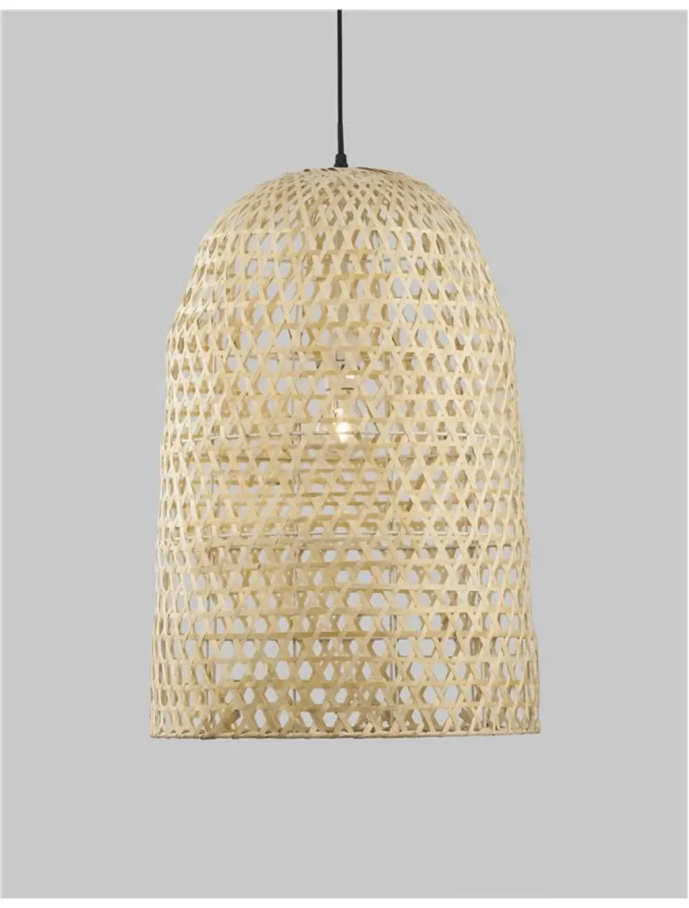 Pendul structura din Metal Negru si abajur din Ratan Bej H250xL40.5cm IP20 AURORA