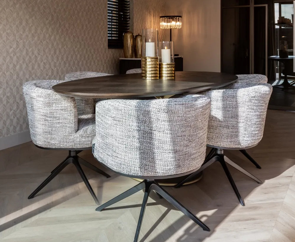 Scaun tapitat cu Stofa Bej cu picioare din Metal Negru H77xL64xA62cm Cheyenne Richmond Interiors