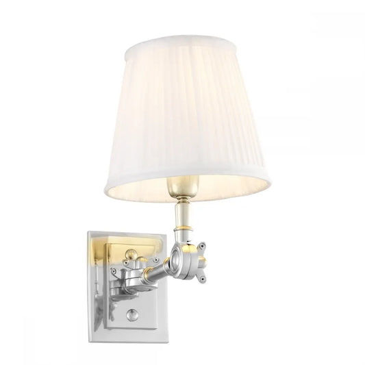 Aplica de perete din Metal Argintiu si Stofa Alb H26xL15cm Wentworth Single Eichholtz