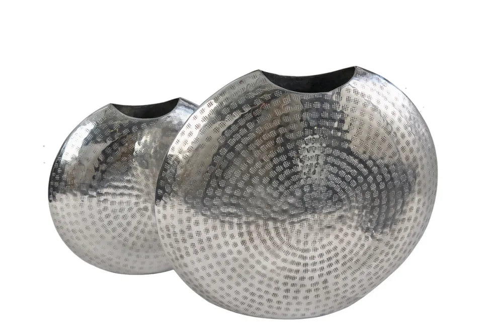 Set 2 vaze decorative din Metal Argintiu H30/40xL32/44cm Oriental