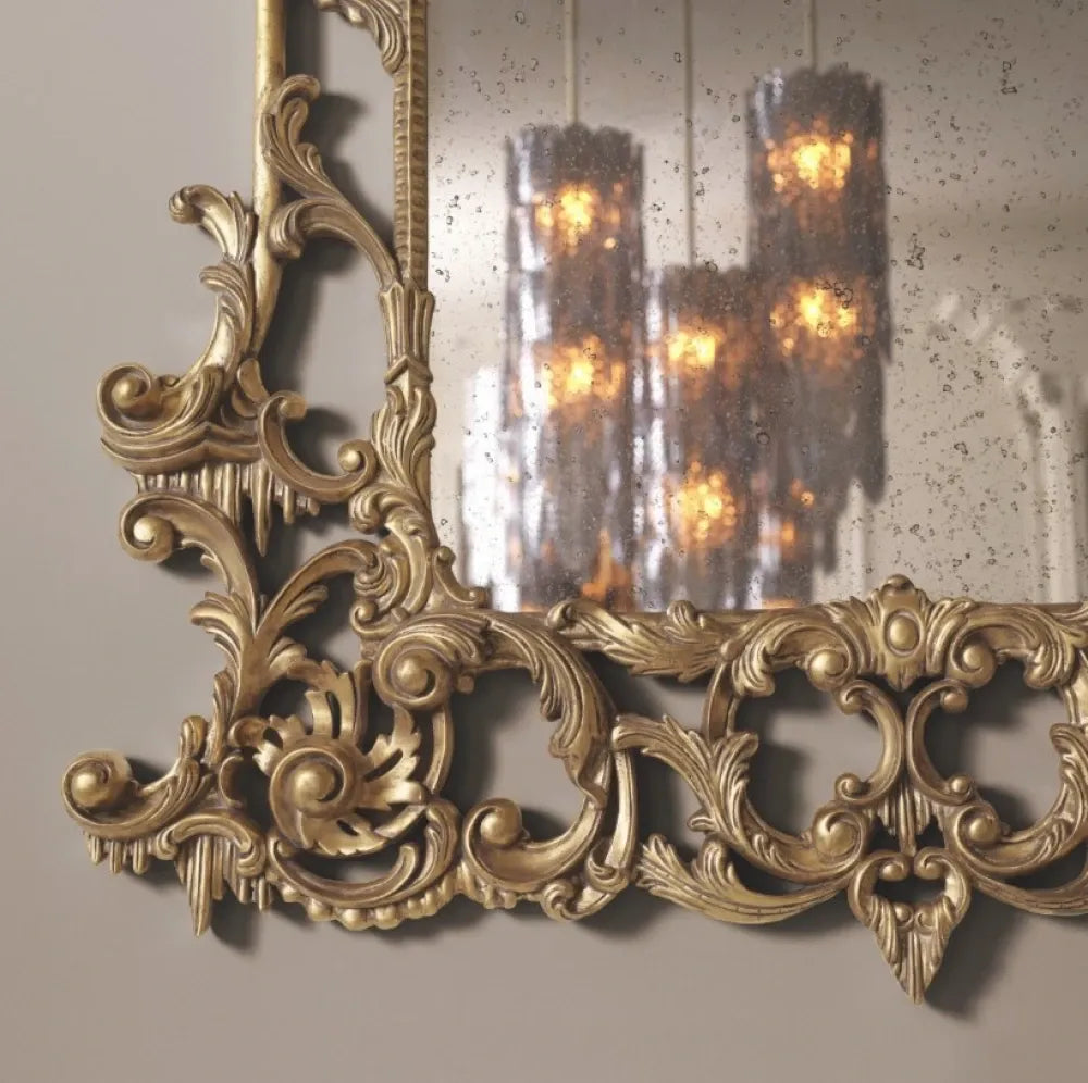 Oglinda cu rama din Lemn/Metal Auriu L91xH160cm Rococo Eichholtz