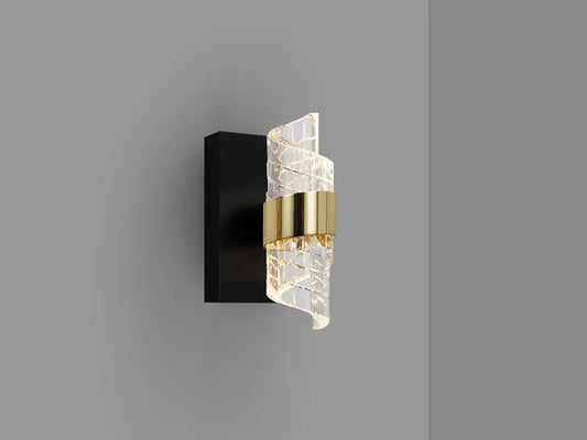 Aplica de perete din Metal Negru/Auriu si Acrilic Transparent H23xL11cm Iliada