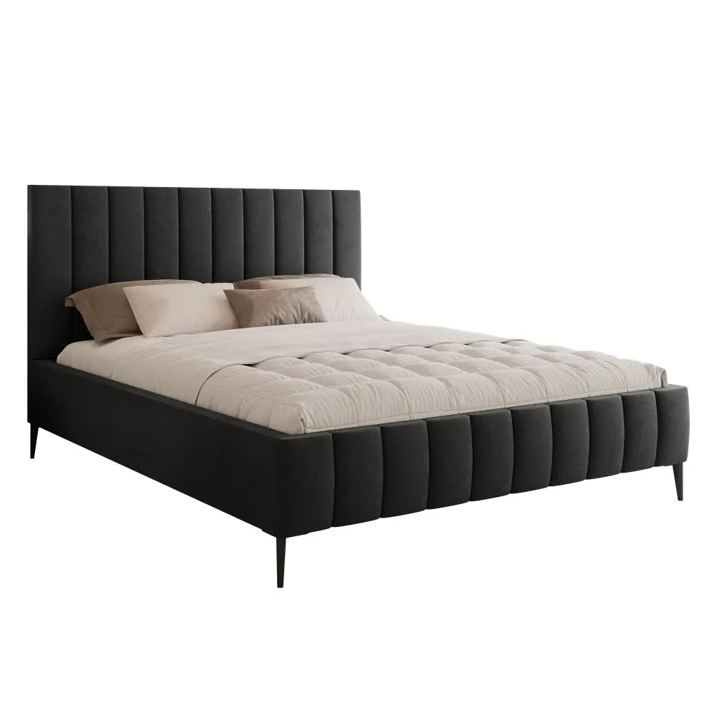 Pat 180 x 200 tapitat cu Catifea Velutto Negru Adel