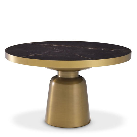 Masuta de cafea Rotunda din Otel inoxidabil si Ceramica Auriu/Negru D80xH48cm Soren