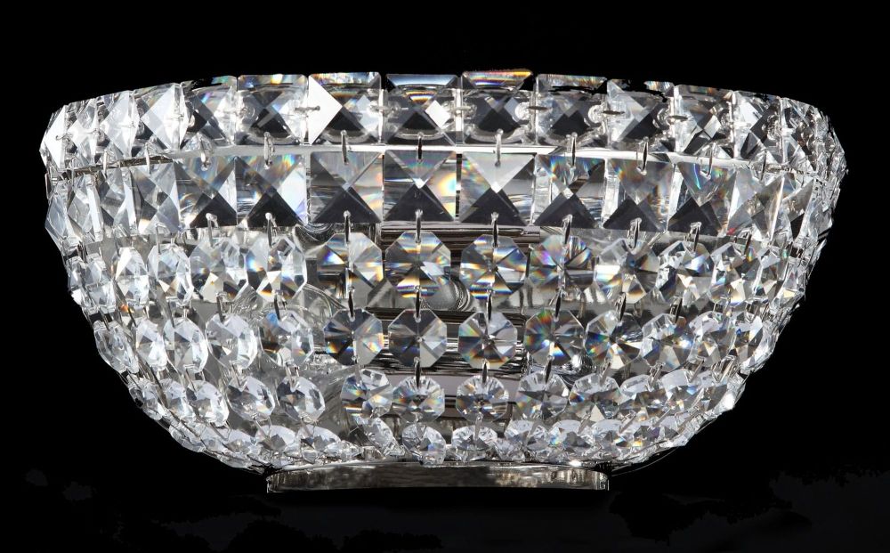Aplica de perete din Cristal Transparent cu 2 becuri L26x15xH13cm Basfor