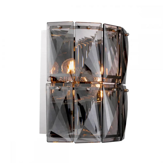 Aplica de perete din Metal Argintiu si Cristal Fumuriu H31xL31cm Amazone Eichholtz