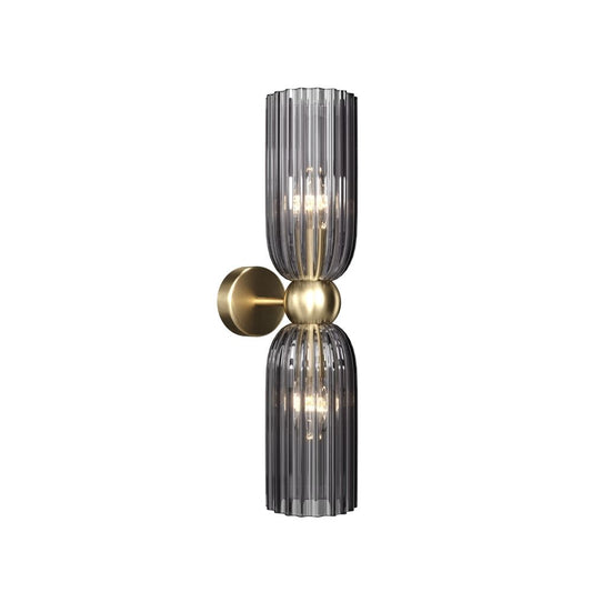 Aplica de perete Metal si Sticla Auriu/Gri D10xH44cm Antic