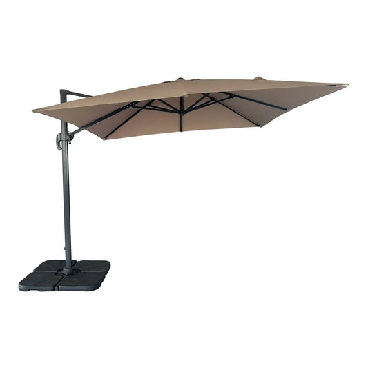 Umbrela de exterior din Aluminiu/Poliester Negru/Bej H260xL295cm Baza Hanging