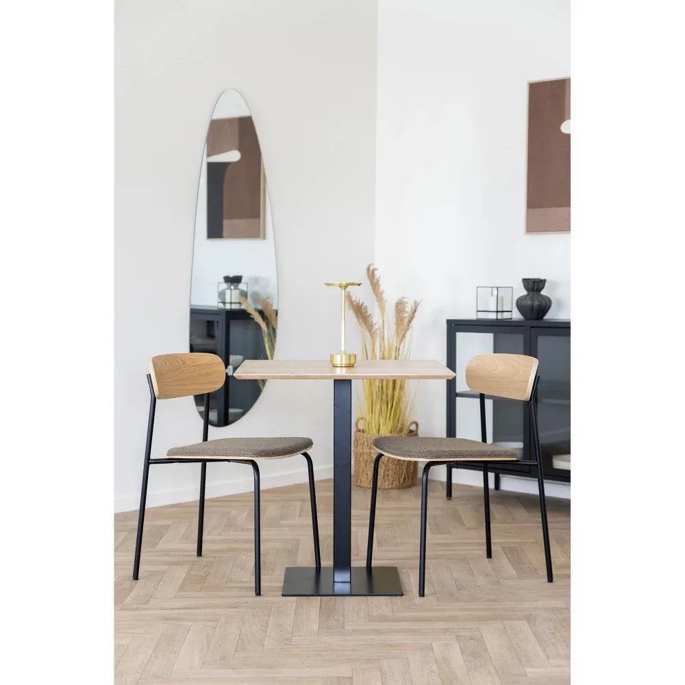 Set 2 scaune din Metal Negru si Lemn de frasin Maro H77xL51xA47cm Estepona