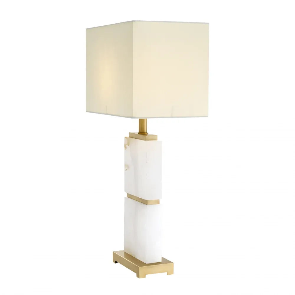 Veioza din Metal/Alabastru Alama/Alb si Stofa Crem H71.5xL39cm Robbins Eichholtz