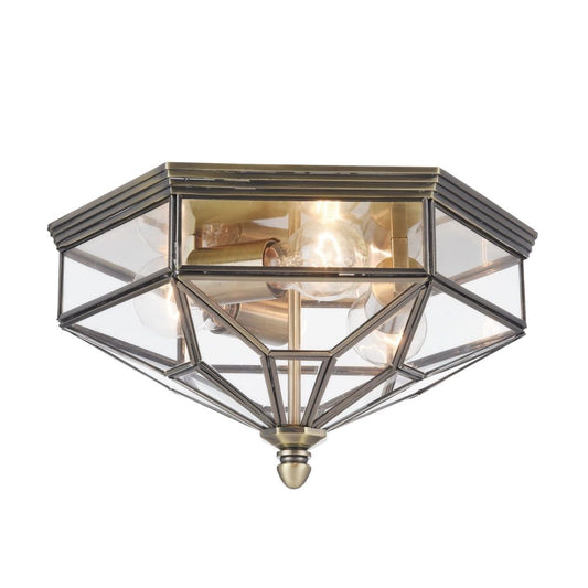 Plafoniera Asimetrica din Sticla si Metal Transparent/Maro Zeil L36xH20cm
