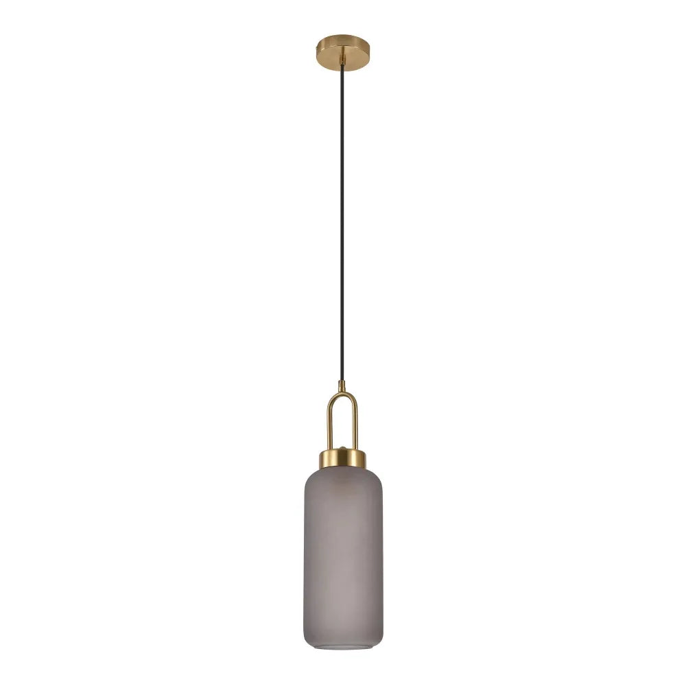 Pendul din Metal Alama si Sticla Fumuriu H46xD13cm Luton