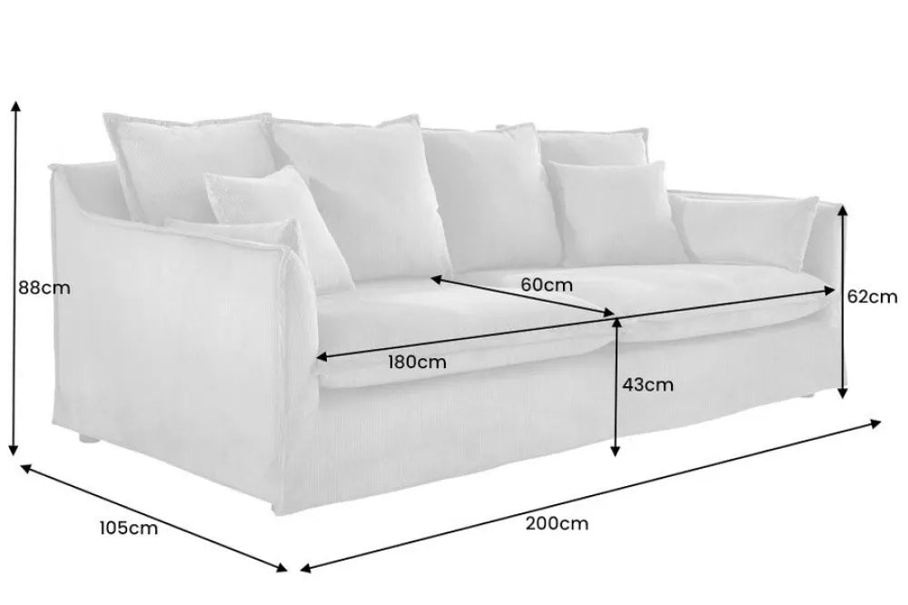 Canapea 3 locuri cu husa detasabila tapitat cu Stofa boucle Bej L200cm Heaven