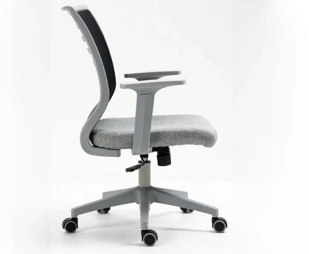 Scaun de birou cu inaltime reglabila tapitat cu Stofa/plasa Gri cu picioare din Plastic Gri H103-93xL60xA44cm Q-320