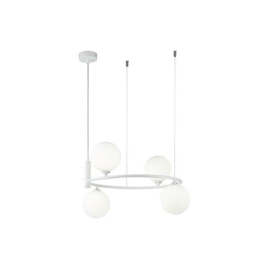 Lustra rotunda cu inaltime reglabila din Sticla Alb cu 4 becuri L44x39xH184cm Ring