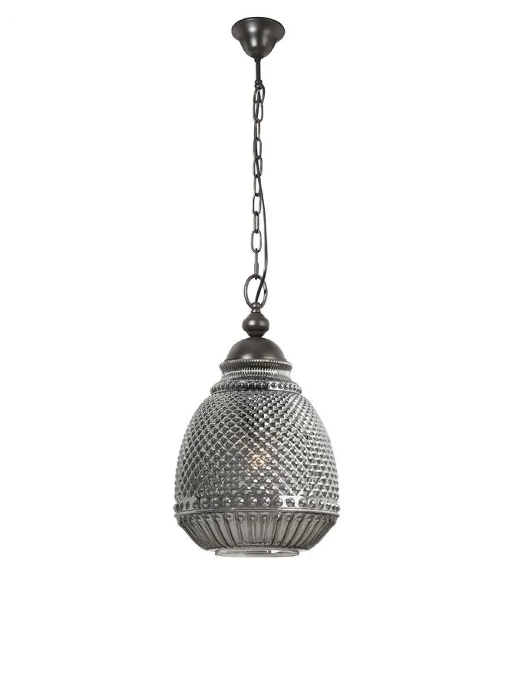 Pendul structura din Metal Maro inchis si abajur din Sticla Gri H120xL27cm IP20 TOULON