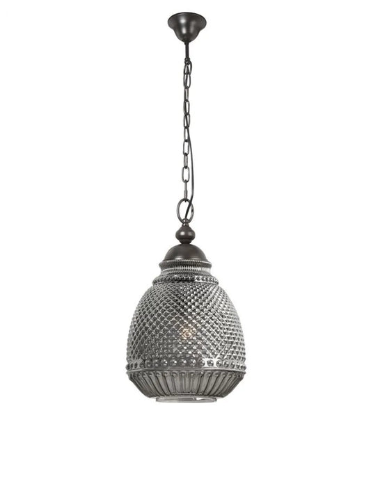Pendul structura din Metal Maro inchis si abajur din Sticla Gri H120xL27cm IP20 TOULON