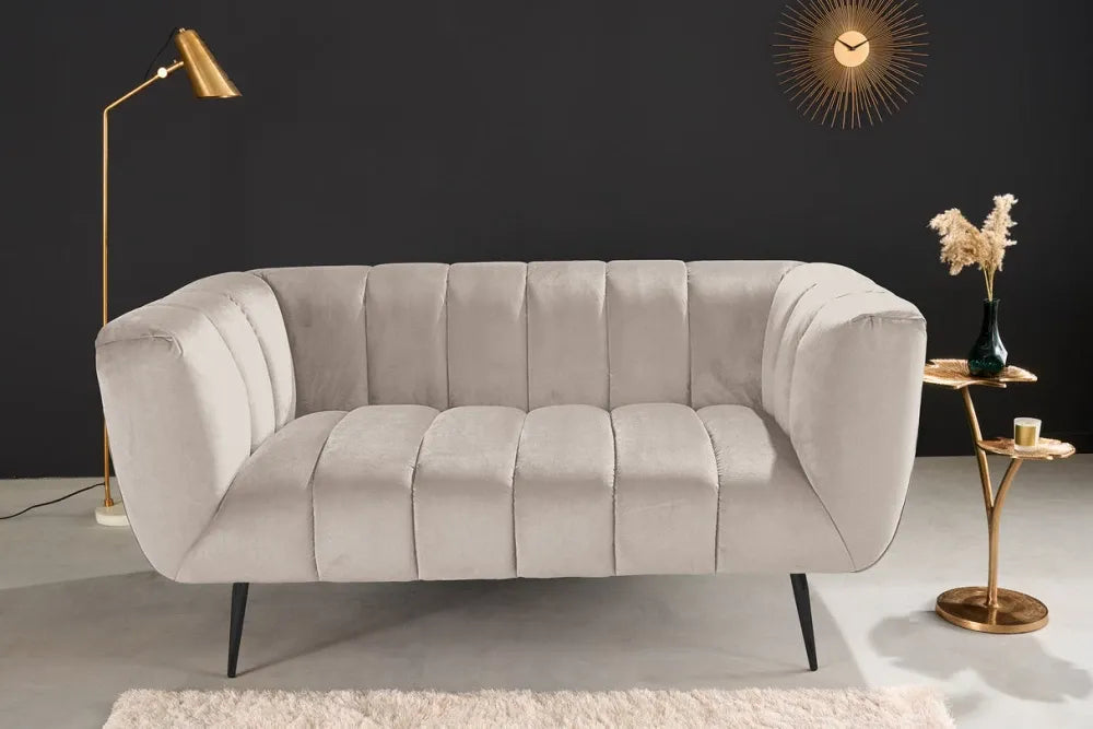 Canapea 2 locuri tapitat cu Catifea Bej L165cm Noblesse