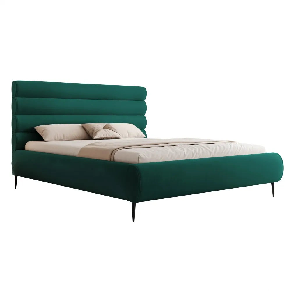 Pat 140 x 200 tapitat cu Catifea Dream velvet Verde smarald Kora