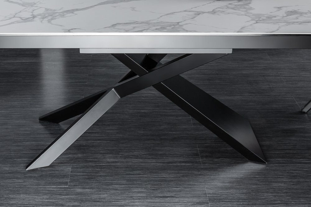 Masa extensibila dreptunghiulara din Ceramica Alb/Negru de 8-10 persoane L180/260x90cm Euphoria
