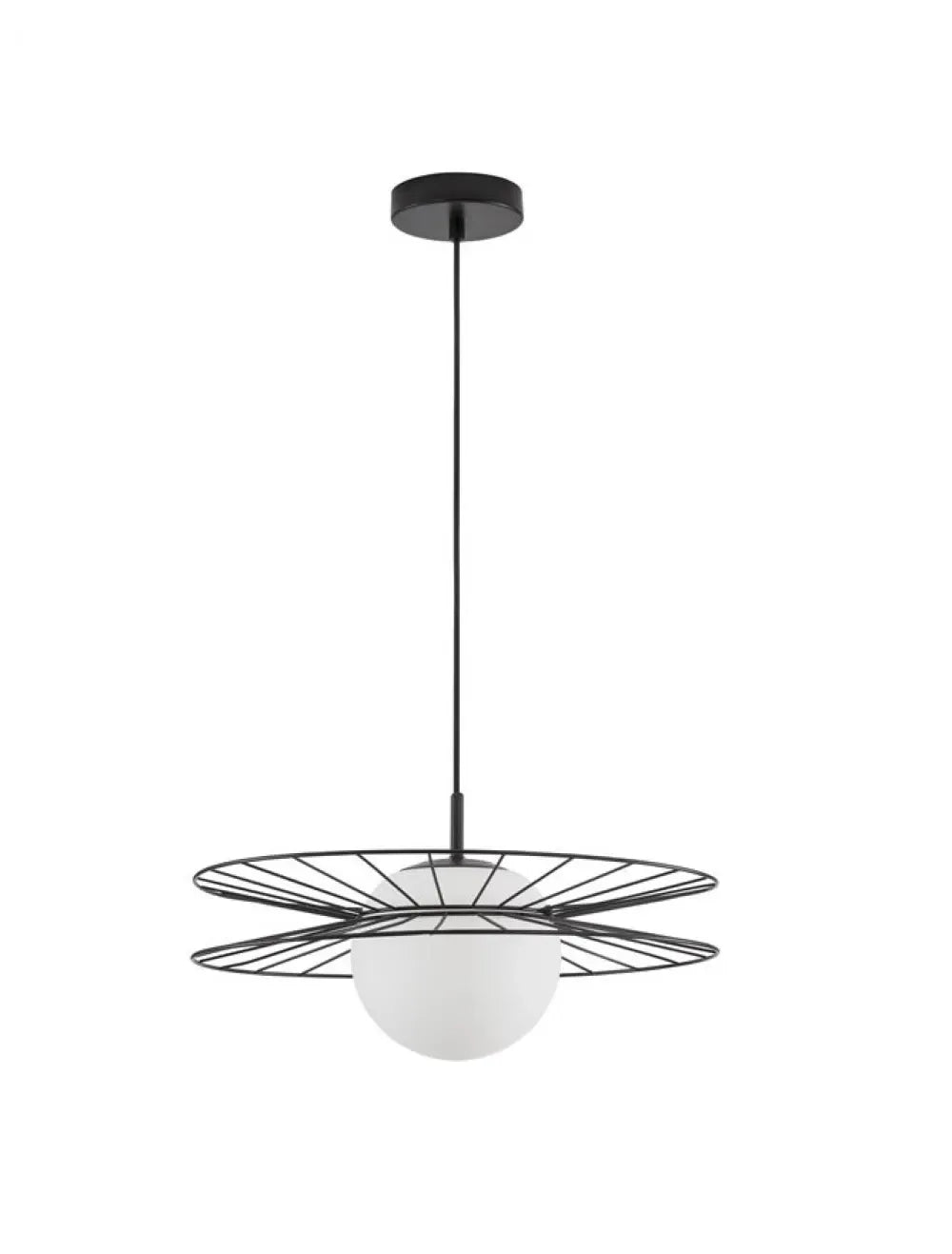 Pendul structura din Metal Negru si abajur din Sticla Alb H150xL45cm IP20 ELLERY