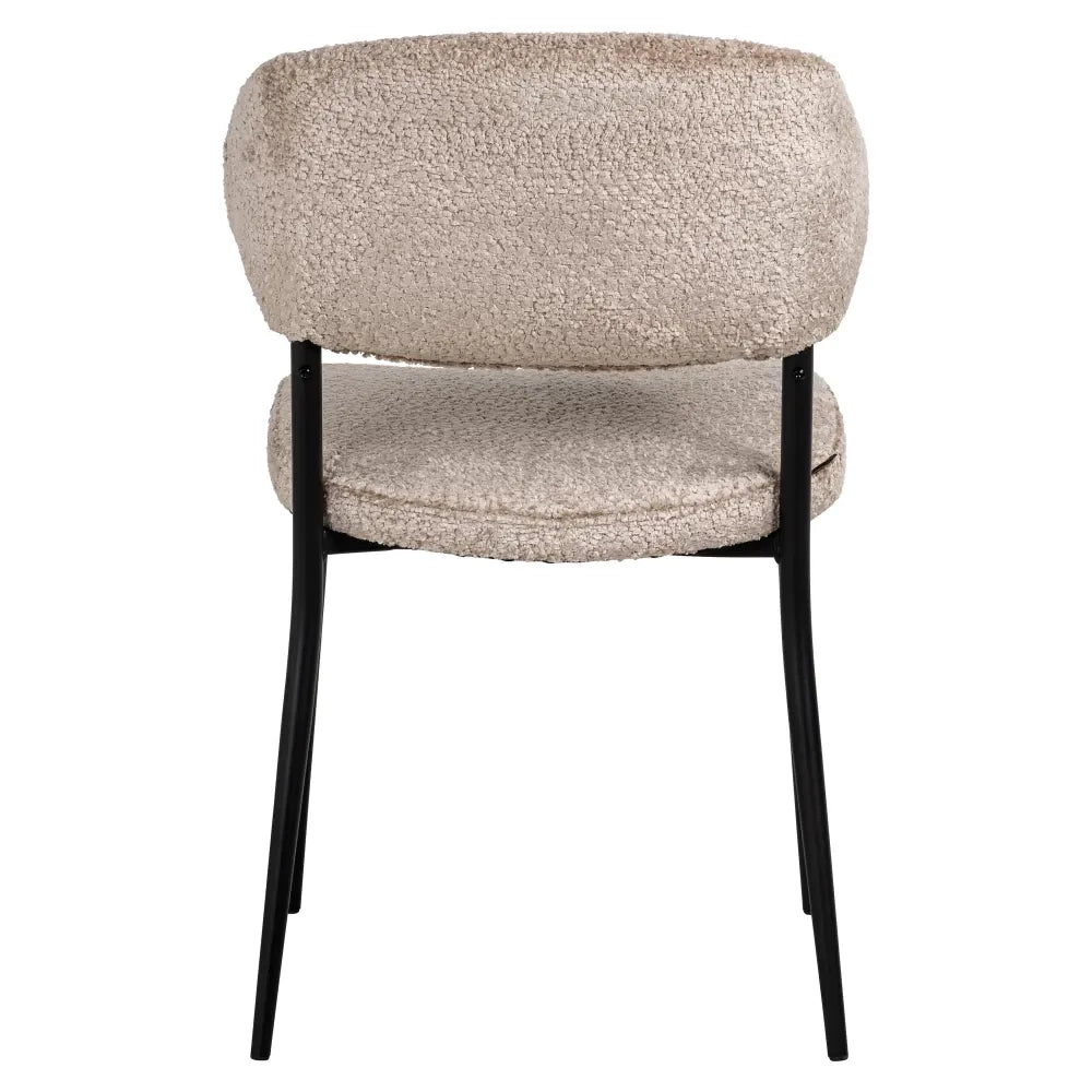 Set 2 scaune tapitat cu Blanita artificiala Bej cu picioare din Metal Negru H82xL53xA56cm Bea Richmond Interiors
