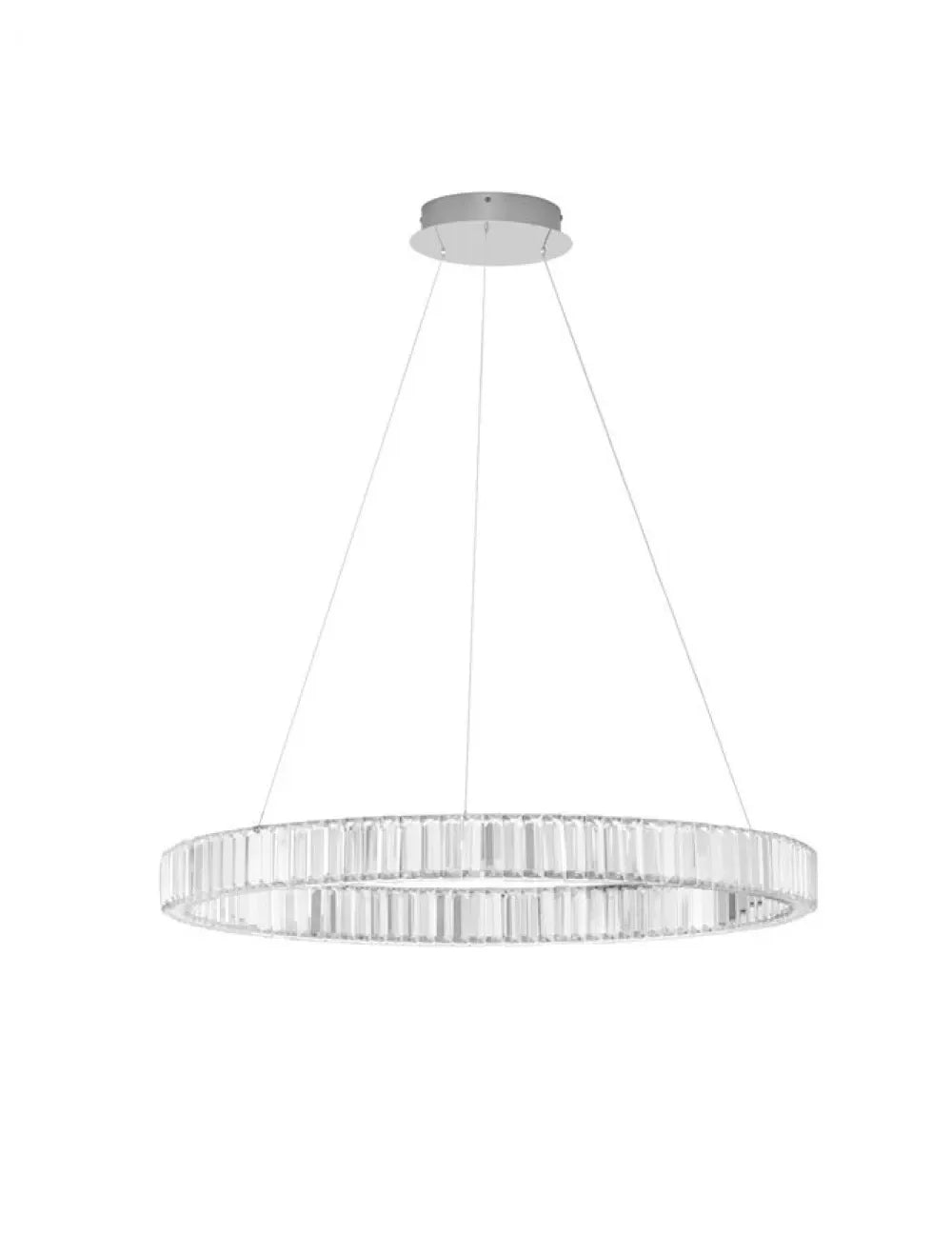 Lustra structura din Metal Argintiu si abajur din Cristal Transparent H150xL80cm IP20 47W 4895lm 3500k AURELIA