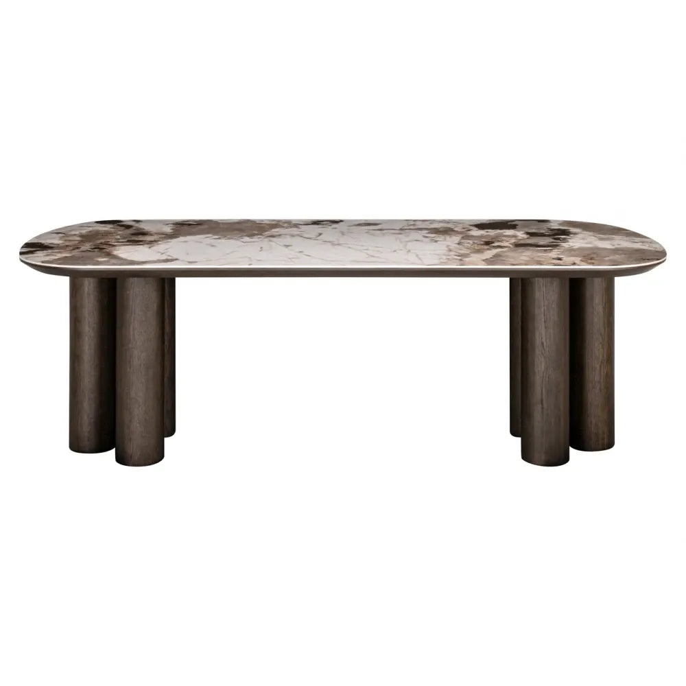 Masa din Furnir de stejar Maro si Ceramica Multicolor L230xH75cm Langford Richmond interiors