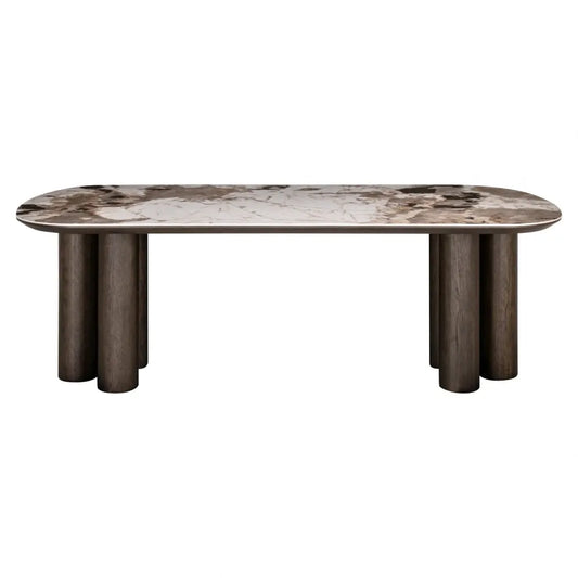 Masa din Furnir de stejar Maro si Ceramica Multicolor L230xH75cm Langford Richmond interiors