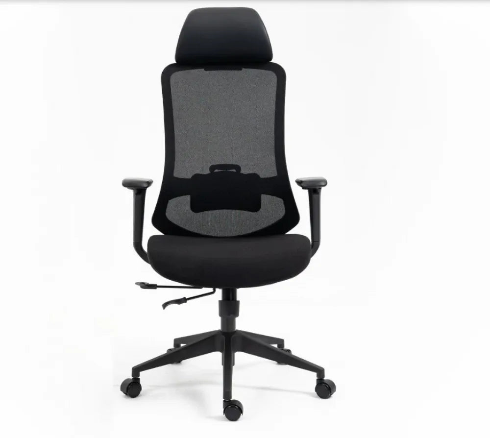 Scaun de birou cu inaltime reglabila tapitat cu Stofa/plasa Negru cu picioare din Plastic Negru H120-132xL64xA49cm Ergon