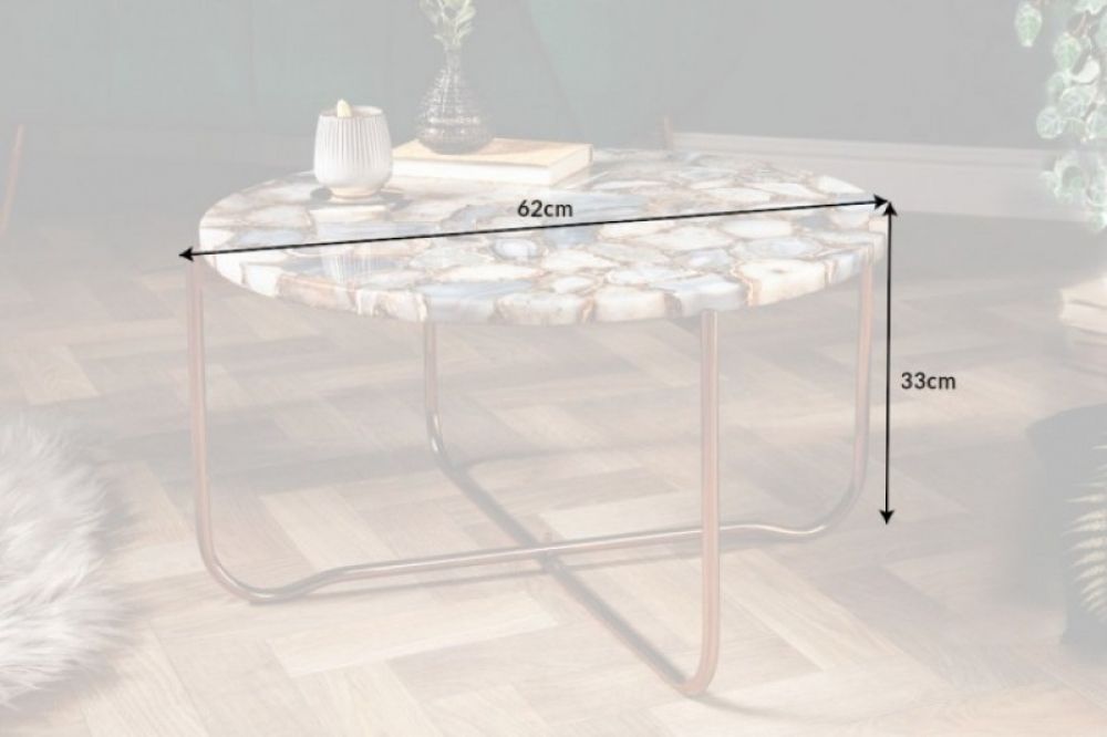 Masuta de cafea rotunda din Agata si Metal Multicolor/Auriu D62xH33cm Noble