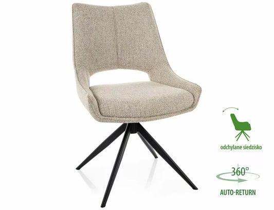 Set 2 Scaune rotative din Stofa Bej si Metal Negru H87xL56xA60cm Fino I