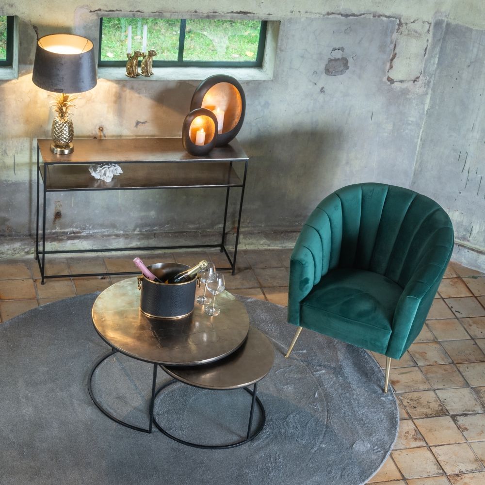 Set 2 masute de cafea rotunde din Aluminiu si Metal Gri/Negru D60/80xH40/46cm ASHER Richmond Interiors