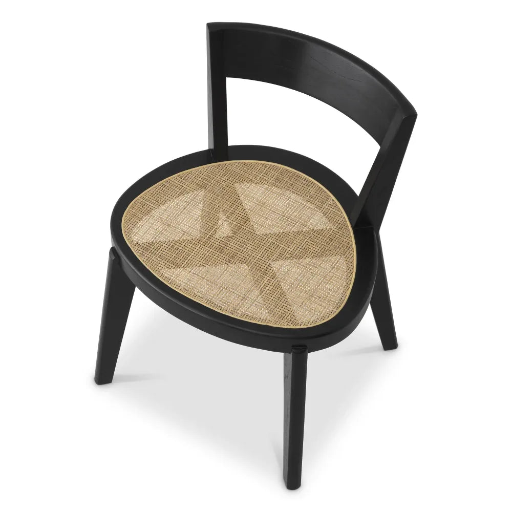 Scaun din Ratan Bej si Lemn Negru L54xA47xH76cm Alvear Eichholtz