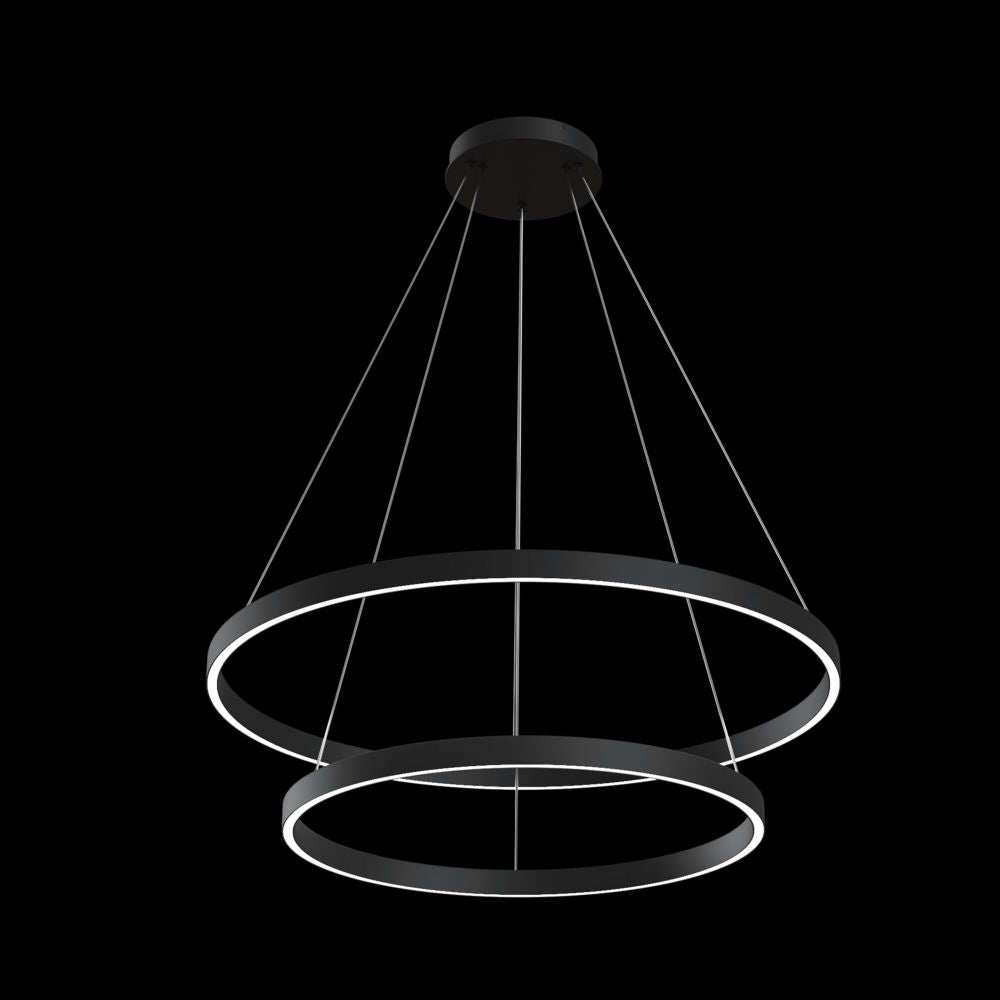 Lustra rotunda 2 cerucuri cu inaltime reglabila din Aluminiu Negru cu LED D80xH120cm Rim