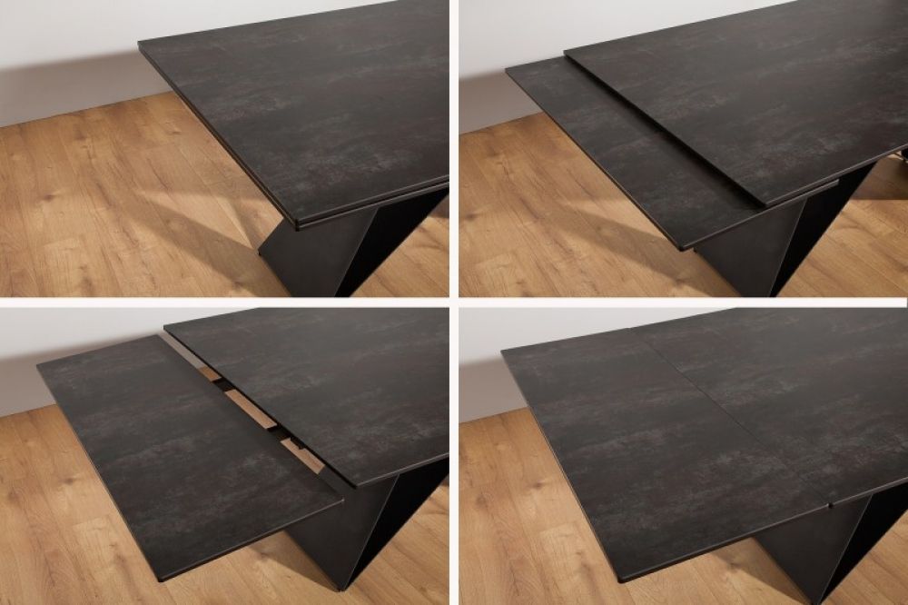 Masa extensibila dreptunghiulara din Ceramica Maro/Negru de 8-10 persoane L180/260x100cm Prometheus