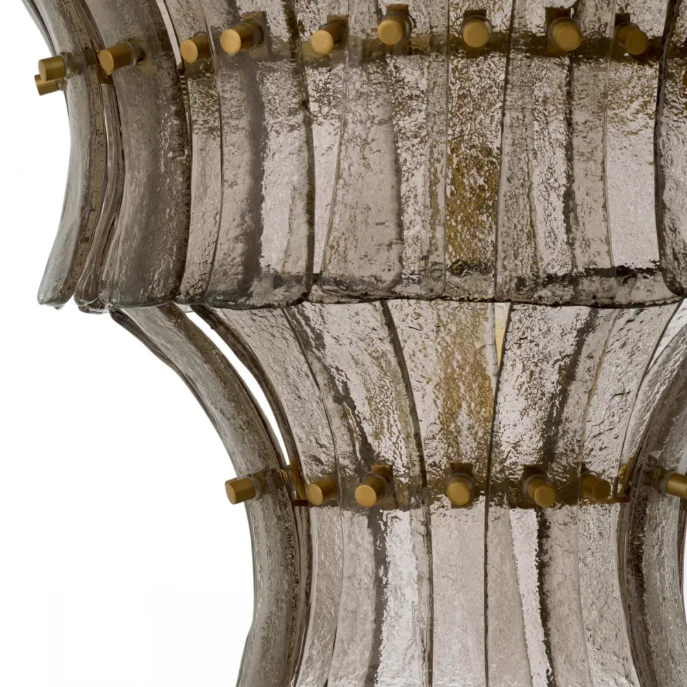 Candelabru din Metal Alama atichizata si Sticla Fumuriu H60xD67cm Toscano Eichholtz