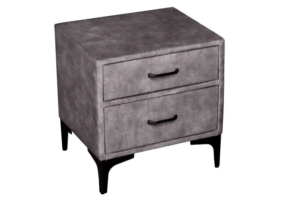 Noptiera din Catifea Gri si Metal Negru L46xH47cm Boutique