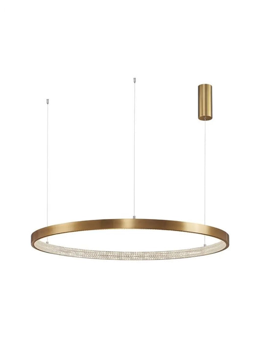 Lustra structura din Aluminiu Auriu antichizat si abajur din Acrilic Transparent H120xL110cm IP20 60W 4030lm 3000k PRESTON