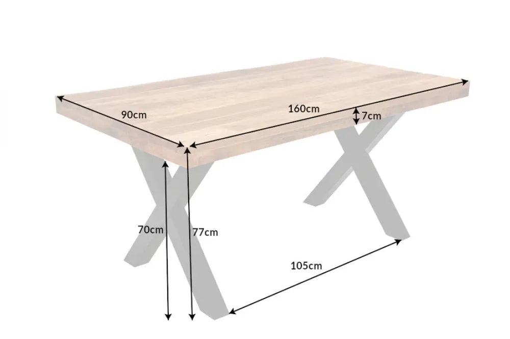 Masa din Lemn de mango Maro si Metal Negru L160xH77cm Iron craft