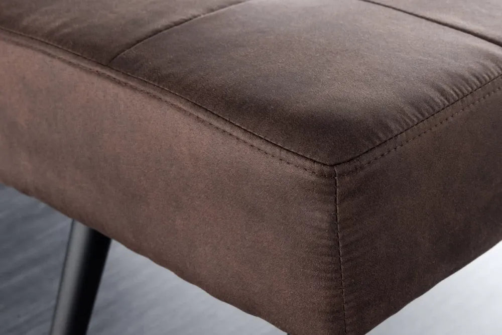 Bancheta din Metal Negru si Microfibra Maro H45xL100cm Boutique