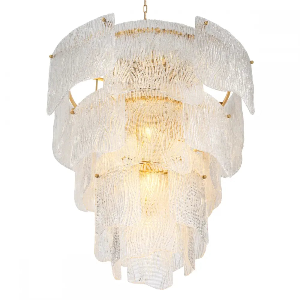 Candelabru din Otel inoxdabil Alama atichizata si Sticla texturata Transparent H83xD83cm Asinara L Eichholtz