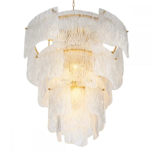 Candelabru din Otel inoxdabil Alama atichizata si Sticla texturata Transparent H83xD83cm Asinara L Eichholtz