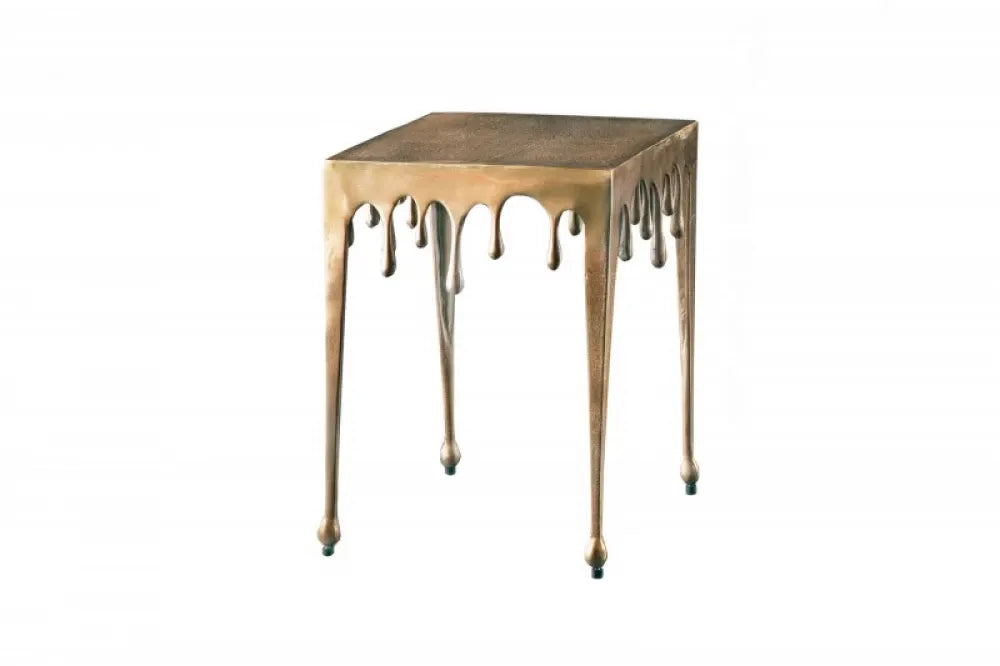 Masuta laterala Patrata din Metal Auriu L34xH44cm Liquid S