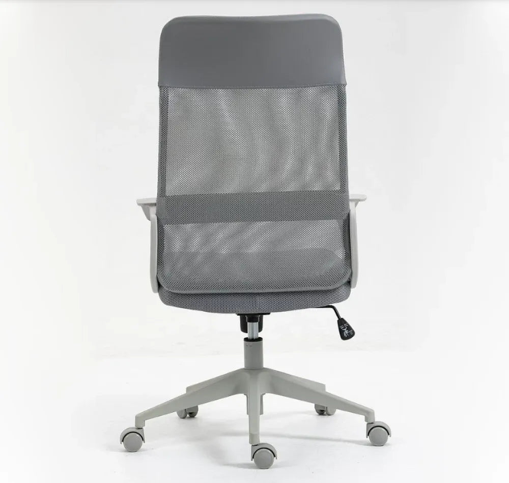 Scaun de birou cu inaltime reglabila tapitat cu Stofa/plasa Gri cu picioare din Plastic Gri H107-117xL59xA48cm Q-026