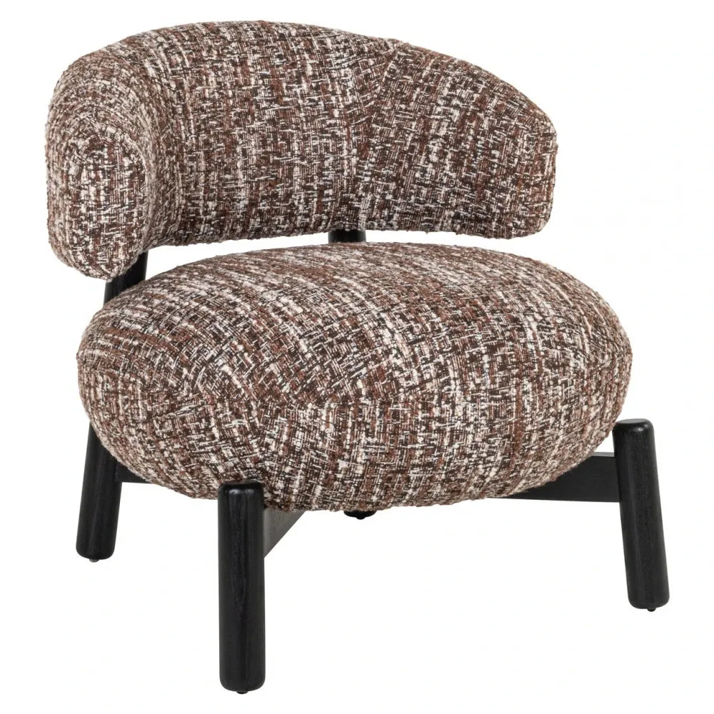 Fotoliu din Stofa Maro si Lemn Negru L74xH86cm Ornella Richmond interiors