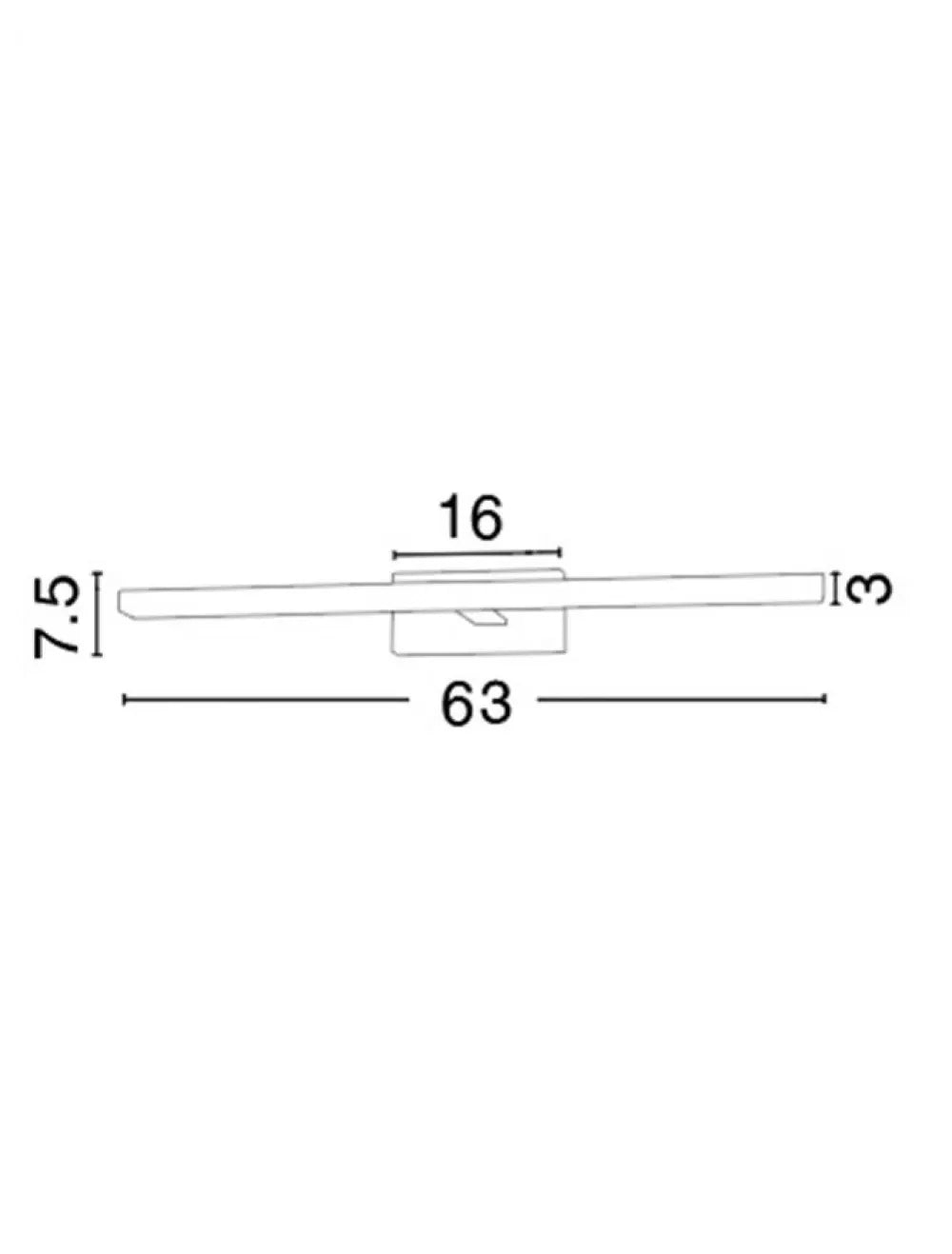 Aplica de perete structura din Aluminiu Argintiu si abajur din Acrilic Alb H7.5xL63cm IP44 18W 1513lm 3000k MODENA